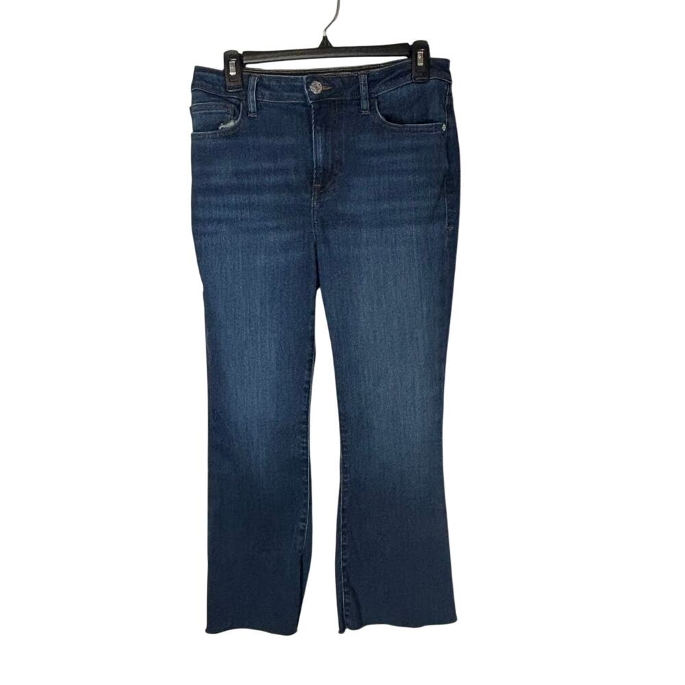 FRAME Le Crop Mini Boot Jeans Womens 28 Blue Raw Hem Mid Rise Crop Stretch